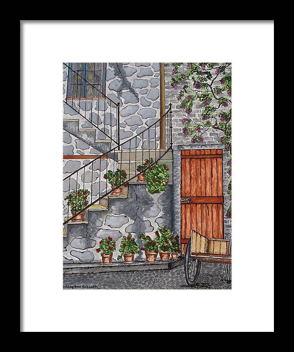Print Framed Print featuring the painting Ancient Grey Stone Residence by Ashley Goforth