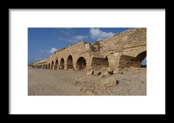 Caesarea Framed Print featuring the photograph Ancient Roman Acqueduct at Caesarea by Rita Adams