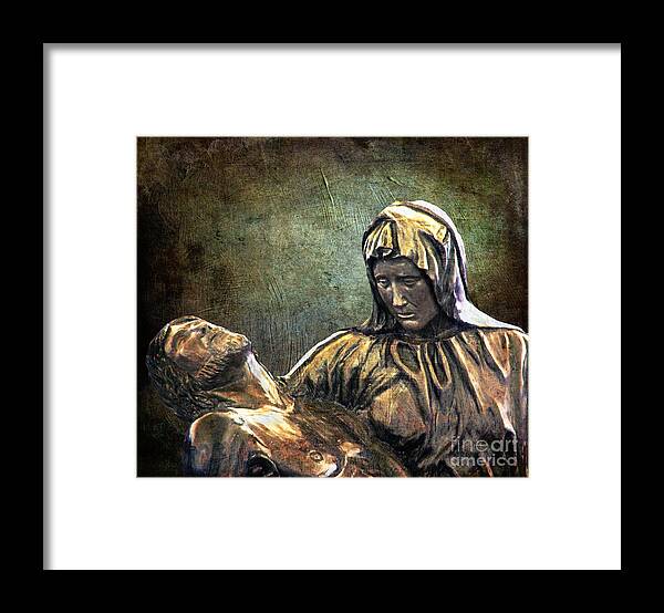 Pieta Framed Print featuring the digital art And Mary wept by Lianne Schneider
