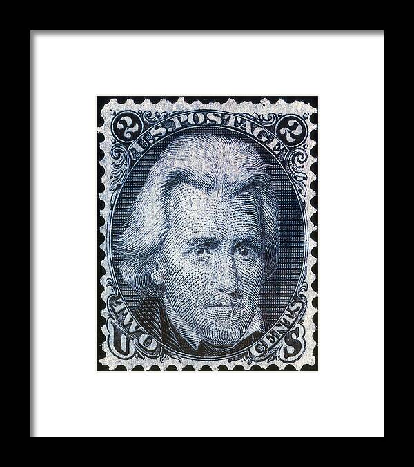 Philately Framed Print featuring the photograph Andrew Jackson, U.s. Postage Stamp, 1863 by Science Source