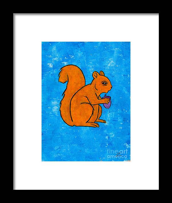  Framed Print featuring the painting Andy's squirrel orange by Stefanie Forck