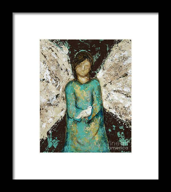 Angel Framed Print featuring the mixed media Angel and Dove by Kirsten Koza Reed