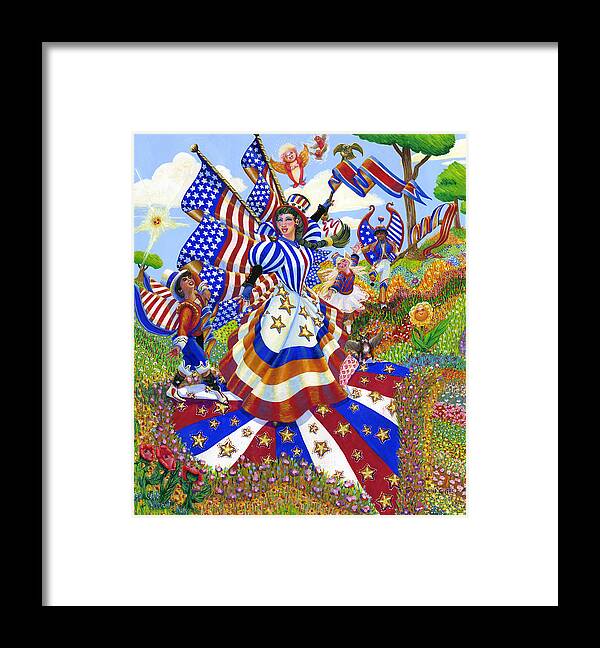 Angel Framed Print featuring the painting Angel of American Patriotism by Jacquelin L Westerman