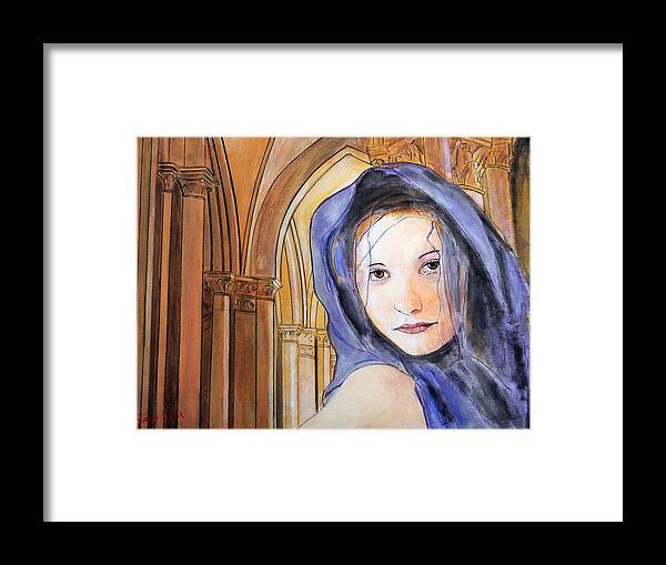 Woman Framed Print featuring the painting Angel of Notre Dame by Jean-Paul Setlak