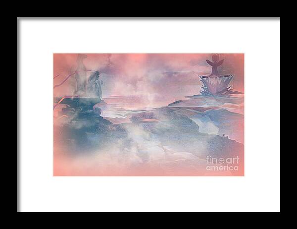Angels Framed Print featuring the painting Angels Guarding The Sea of Serenity by Sherri's - Of Palm Springs