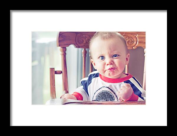 Fist Framed Print featuring the photograph Angry face boy by Lindy Christopher