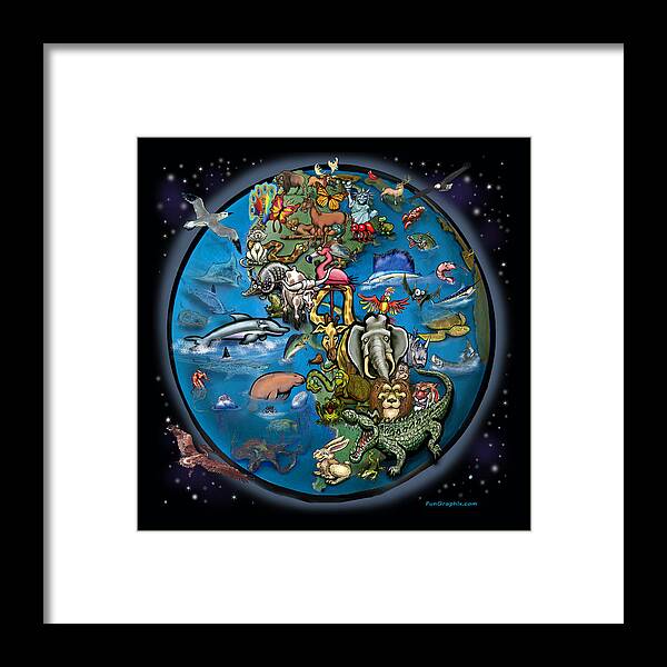 Animal Framed Print featuring the digital art Animal Planet by Kevin Middleton