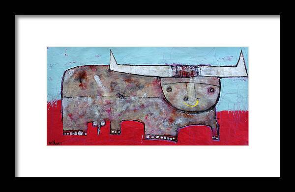 Abstract Paintings Framed Print featuring the painting ANIMALIA Taurus 1 by Mark M Mellon
