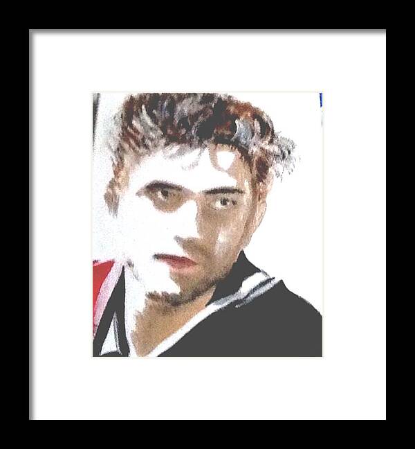 Robert Pattinson Famous Faces Actor Movies Filmstar Popular Paint Framed Print featuring the painting Anja2 by Audrey Pollitt