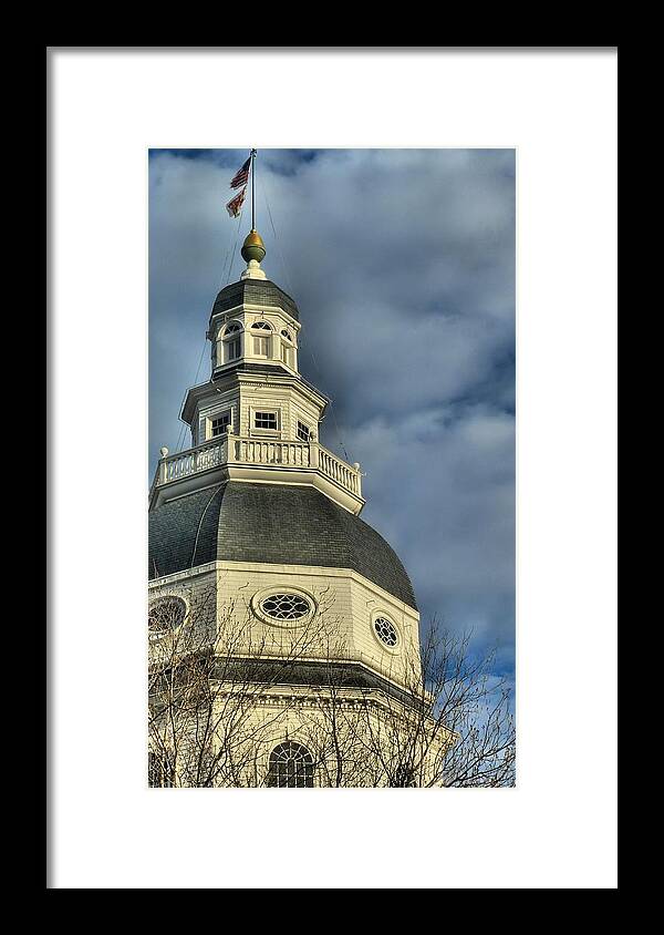 Annapolis Framed Print featuring the photograph Annapolis Statehouse by Jennifer Wheatley Wolf