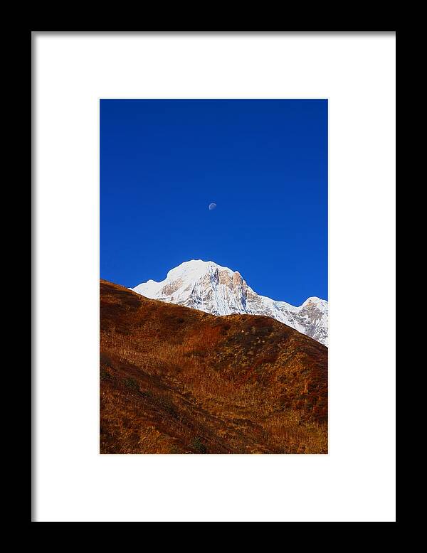 Annapurna Framed Print featuring the photograph Annapurna South Moon Rise by FireFlux Studios