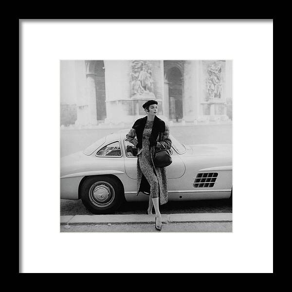 Fashion Framed Print featuring the photograph Anne St. Marie By A Mercedes-benz Car by Henry Clarke