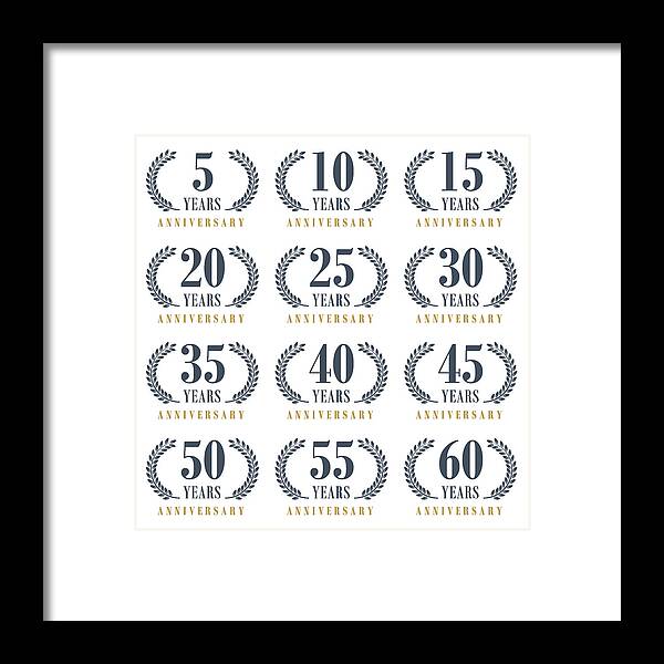 Expertise Framed Print featuring the drawing Anniversary Emblem Set by Simon2579