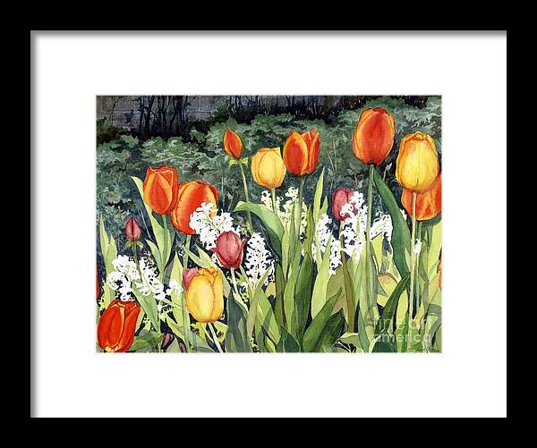 Flowers Framed Print featuring the painting Ann's Tulips by Barbara Jewell