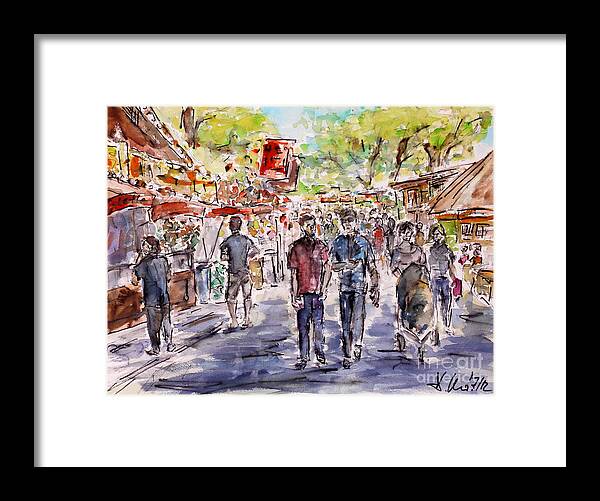 Watercolour Framed Print featuring the painting annual fair II by Almo M