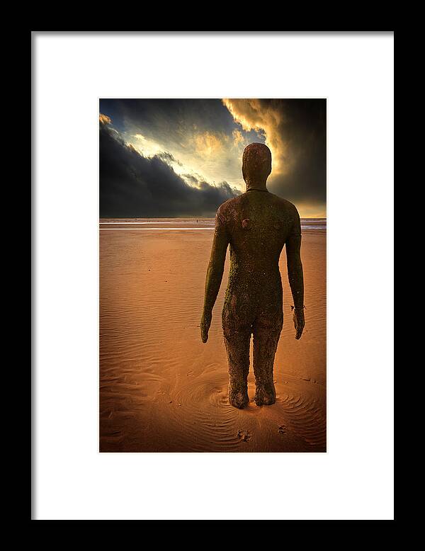 Antony Gormley Framed Print featuring the photograph Another Place Number Three by Meirion Matthias