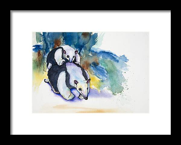Anteater Framed Print featuring the painting Anteater With Baby by Dale Bernard