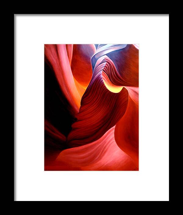 Antelope Canyon Framed Print featuring the painting Antelope Magic by Anni Adkins