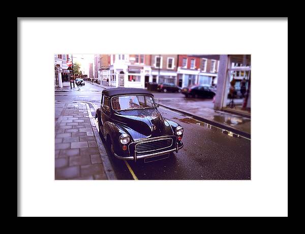 Car Framed Print featuring the photograph Antique Car Parked On Wet London Street by Jaminwell