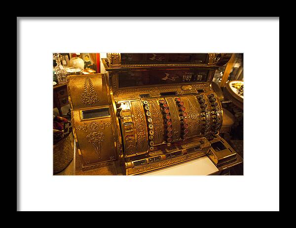 Antique Cash Register Framed Print featuring the photograph Antique Cash Register by Jerry Cowart