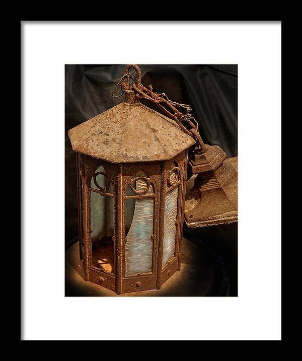 Antique Framed Print featuring the photograph Antique Entry Light Of Historic Church by Lena Wilhite