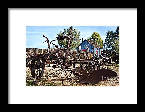 Leecraig Framed Print featuring the photograph Antique Farm Equipment End of Row by Lee Craig