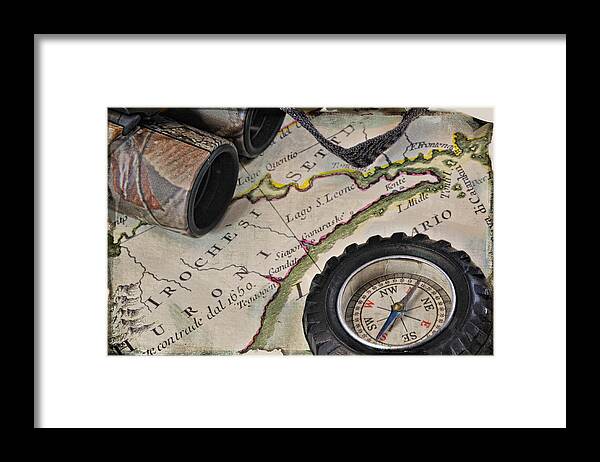 Map Framed Print featuring the photograph Antique Italian Map Upstate New York by Marianne Campolongo