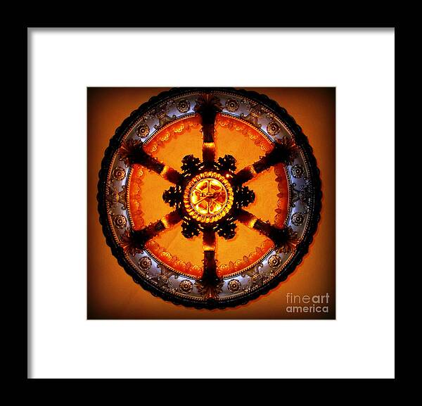 Antique Framed Print featuring the photograph Antique Lamp - Grand Central Station - Mandala by Miriam Danar