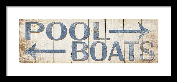 Antique Pool Boat Sign Framed Print featuring the painting Antique Pool Boat Sign by Grace Pullen