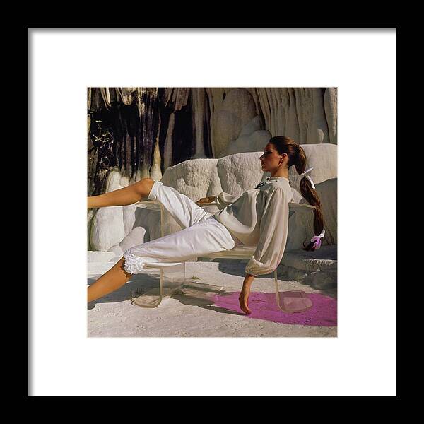 Fashion Framed Print featuring the photograph Antonia Boekesteyn Wearing Ellen Brooke by Henry Clarke