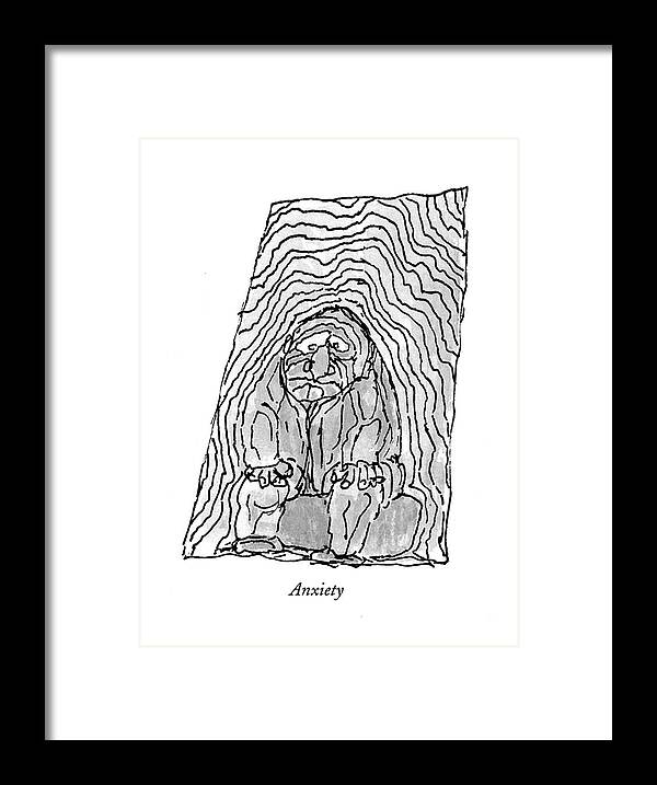 118787 Wst William Steig Anxiety
 (eight Drawings Depicting Exhaustion Framed Print featuring the drawing Anxiety by William Steig