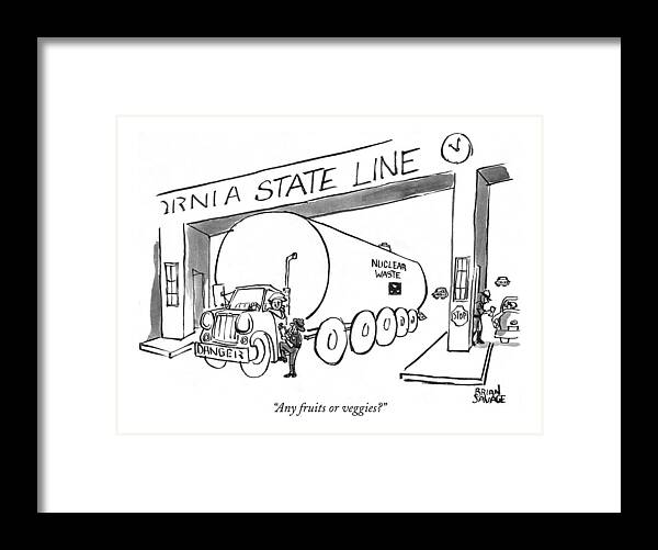 Trucks Framed Print featuring the drawing Any Fruits Or Veggies? by Brian Savage