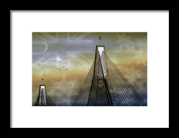 Landmarks Framed Print featuring the photograph Anzac Bridge by Holly Kempe