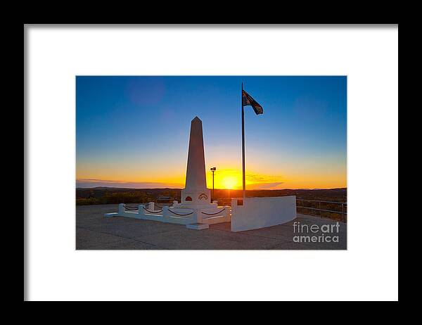 Anzac War Memorial At Sunrise Dawn Alice Springs Northern Territory Australia Australian Framed Print featuring the photograph ANZAC Memorial at Sunrise by Bill Robinson