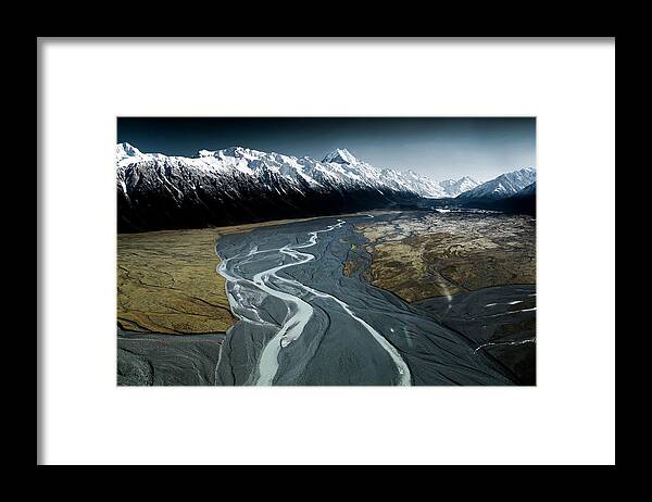 Aoraki Framed Print featuring the photograph Aoraki/mont Cook And Tasman Lake Valley by Tristan Shu