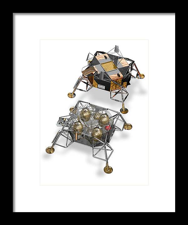 1900s Framed Print featuring the photograph Apollo Lunar Module Descent Stage by Carlos Clarivan/science Photo Library
