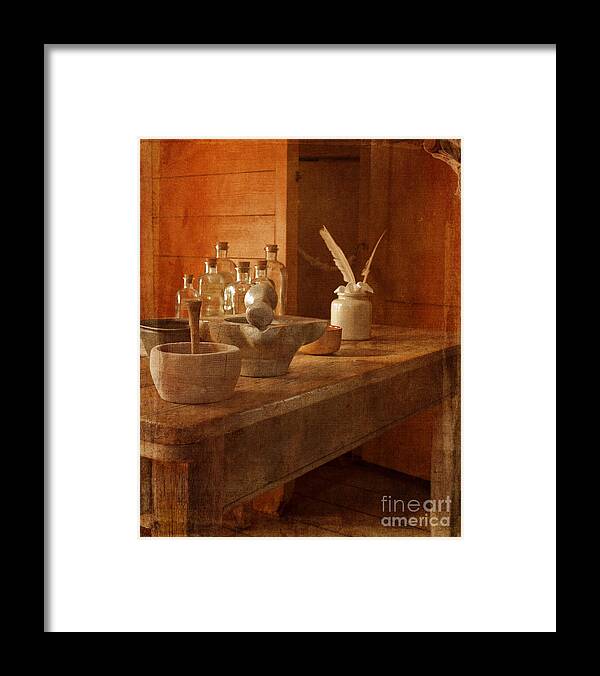 Still Life Framed Print featuring the photograph Apothecary Bottles HMS Victory by Terri Waters