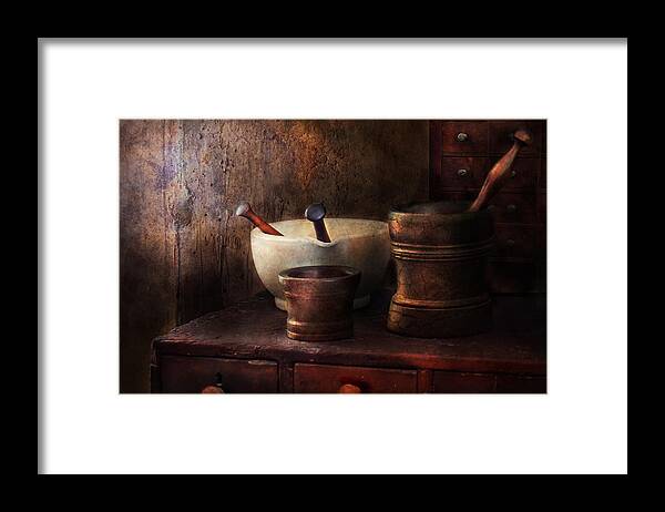 Pharmacy Framed Print featuring the photograph Apothecary - Pick a Pestle by Mike Savad