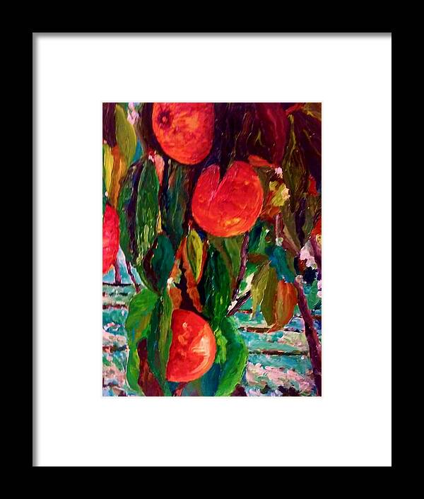 Orchard Framed Print featuring the painting Appealing Peach by Ray Khalife