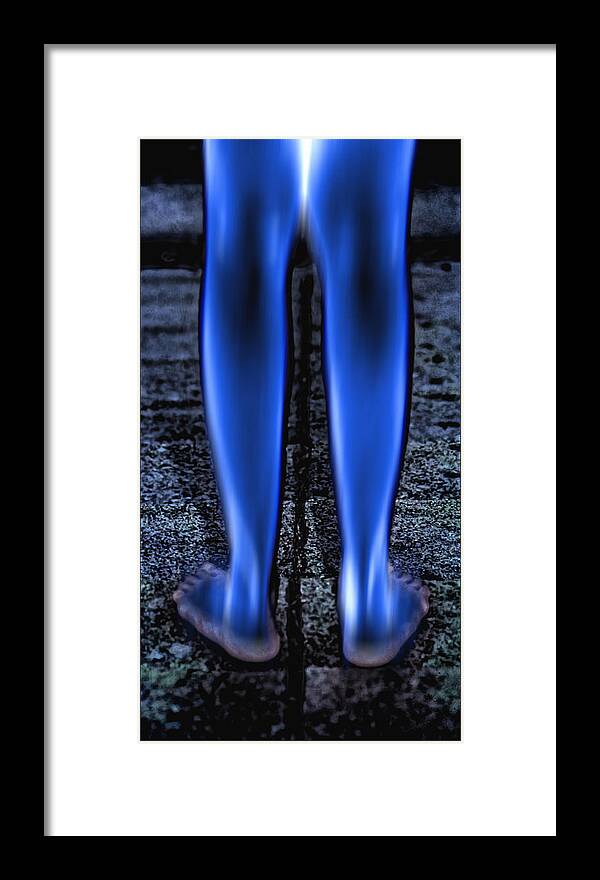 Blue Legs Framed Print featuring the mixed media Blue Legs by Kellice Swaggerty