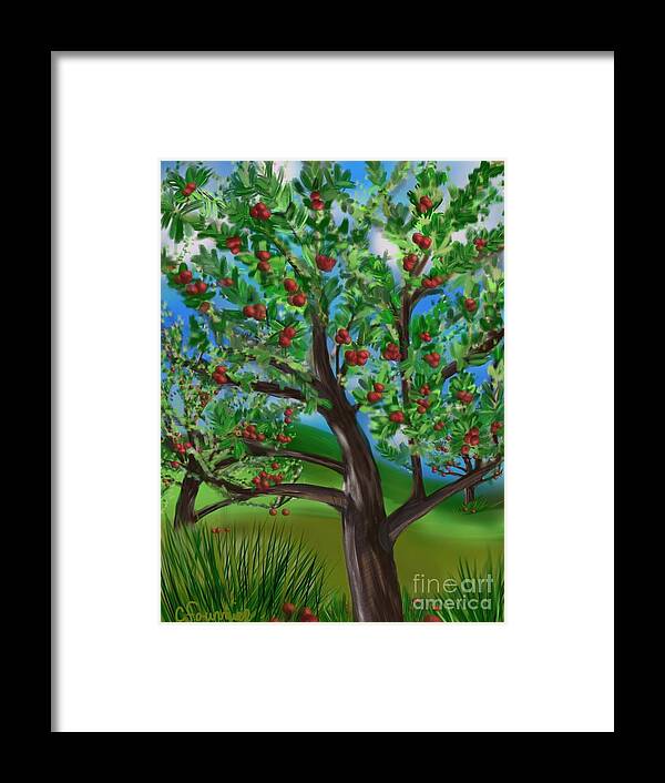 Apple Orchard Framed Print featuring the digital art Apple Acres by Christine Fournier