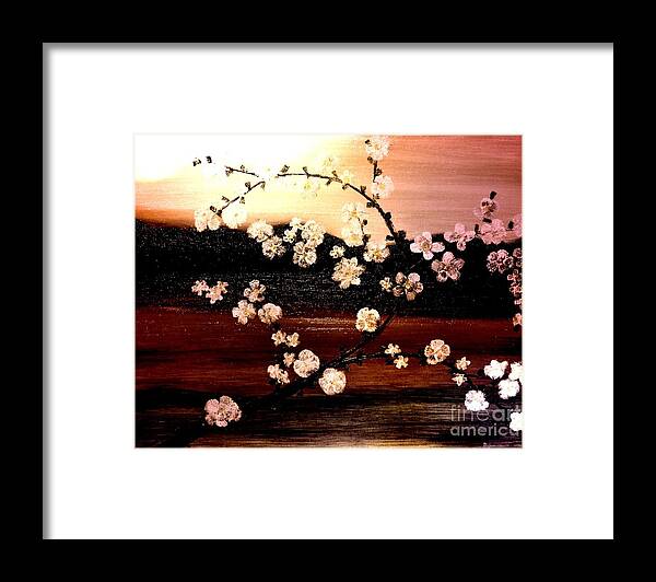 Apple-blossom Framed Print featuring the painting Apple Blossom Time by Denise Tomasura