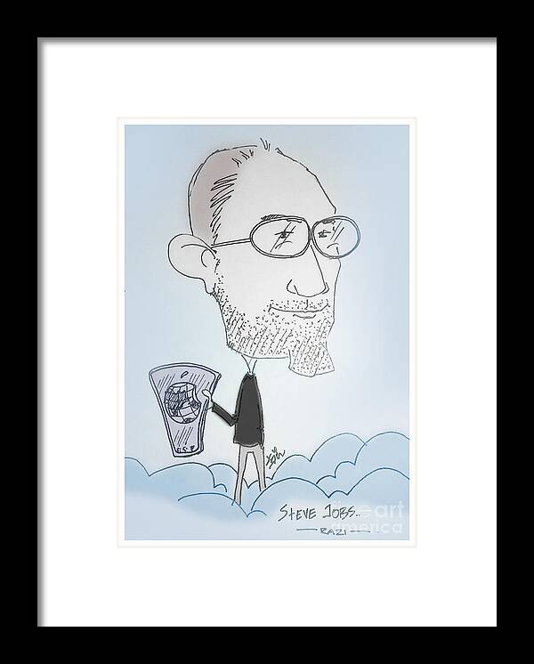 Caricature Framed Print featuring the mixed media Apple Jobs by Razi P