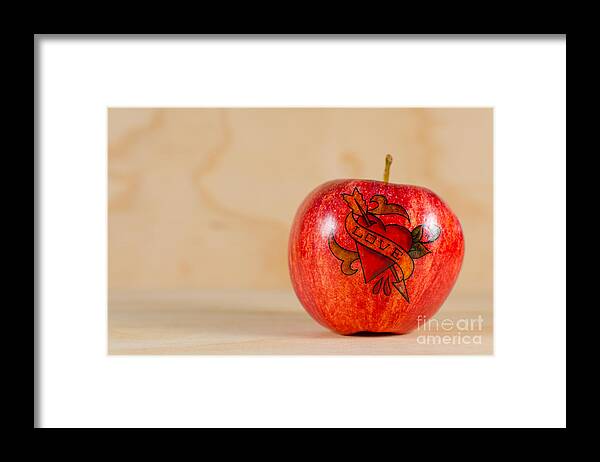 Red Framed Print featuring the photograph Apple Love by Jonas Luis
