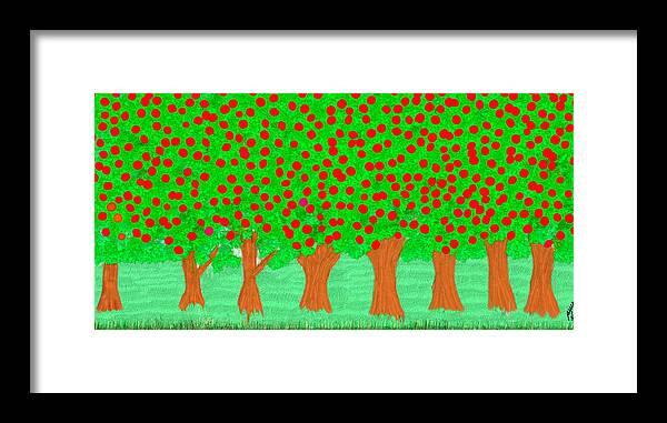 Orchard Framed Print featuring the painting Apple Orchard Ready to Pick by Bruce Nutting
