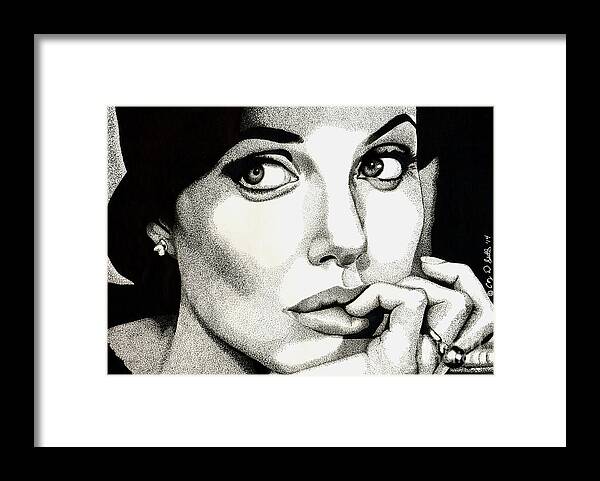 Angelina Jolie Framed Print featuring the drawing Apprehension by Cory Still