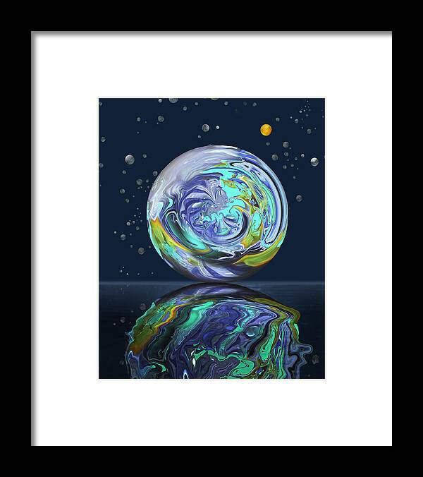 Abstract Framed Print featuring the digital art Aqua Orb by Deborah Smith