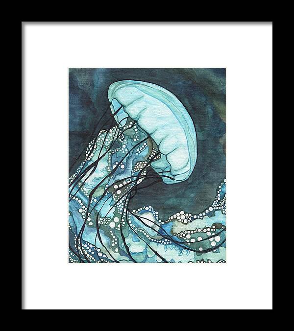 Jellyfish Framed Print featuring the painting Aqua Sea Nettle by Tamara Phillips