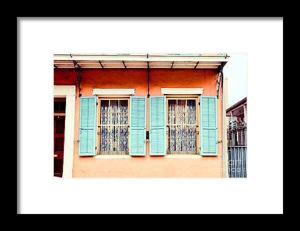 New Orleans Framed Print featuring the photograph Aqua Shutters by Sylvia Cook