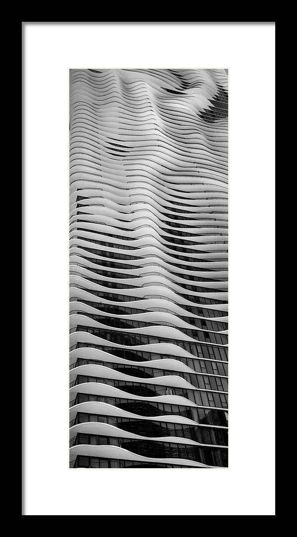 Aqua Framed Print featuring the photograph Aqua Tower Chicago B W by Steve Gadomski